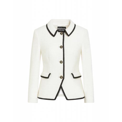 Boutique Moschino Mat Jacket With Piping Woman White Size 38 It - (4 Us)