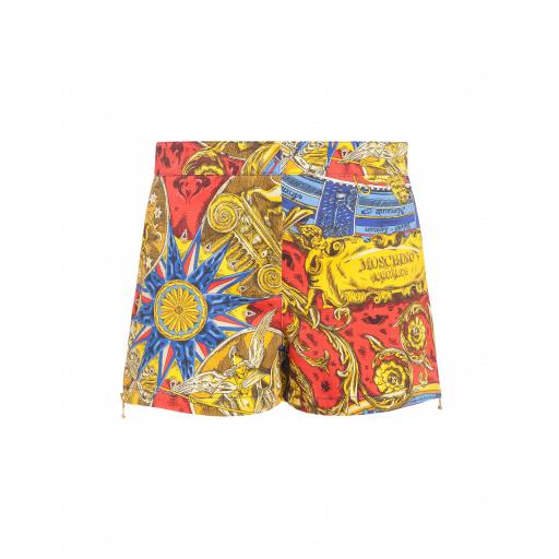 Moschino Roman Scarf Gabardine Shorts Woman Multicoloured Size 38 It - (4 Us)