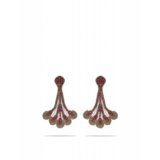 Moschino Satin Earrings With Crystals Woman Pink Size U It - (one Size Us)