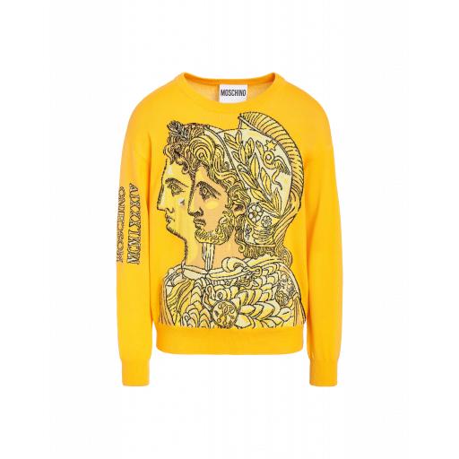 Moschino Roman Gods Wool Pullover Man Yellow Size 50 It - (40 Us)