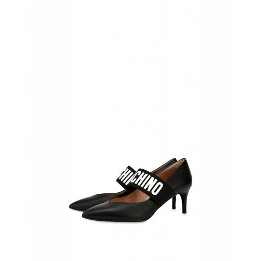Moschino Elastic Band Leather Pumps Woman Black Size 36 It - (6 Us)
