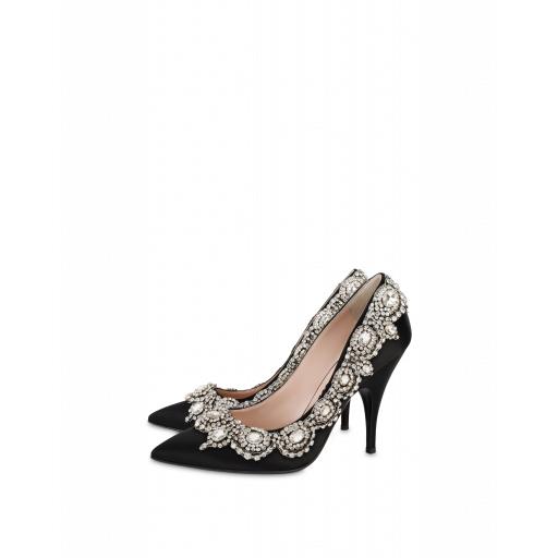 Moschino Pumps With Jewel Embroidery Woman Black Size 36 It - (6 Us)