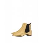Moschino Jewel Heel Laminated Ankle Boots Woman Gold Size 36 It - (6 Us)