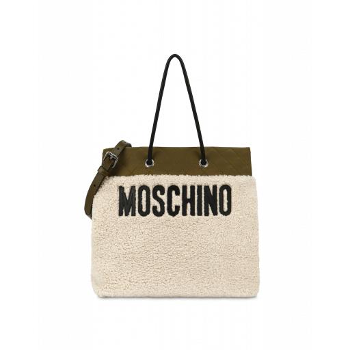 Moschino Ecofur And Nylon Shopper Woman White Size U It - (one Size Us)