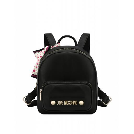 Love Moschino Baci Baci Backpack With Foulard Woman Black Size U It - (one Size Us)