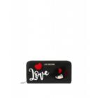 Love Moschino Zip Around Wallet With Charming Doll Woman Black Size U It - (one Size Us)