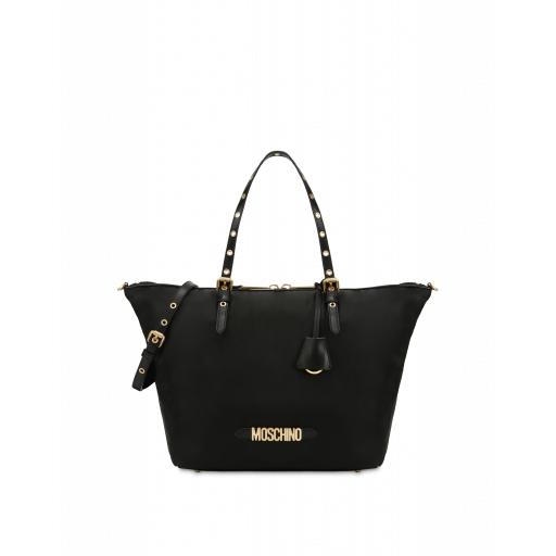 Moschino Nylon Shopper With Brushed Gold Logo Woman Black Size U It - (one Size Us)