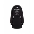 Moschino Crystal Double Question Mark Jersey Dress Woman Black Size 38 It - (4 Us)