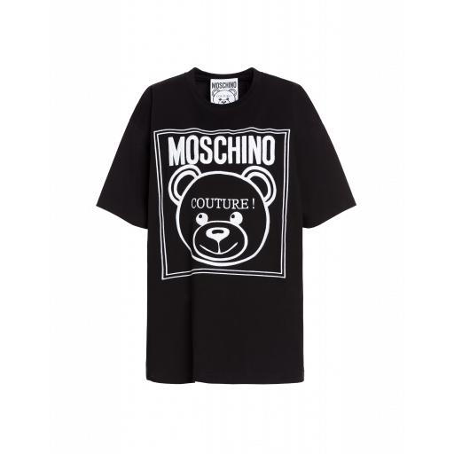 Moschino Teddy Label Jersey T-shirt Woman Black Size L It
