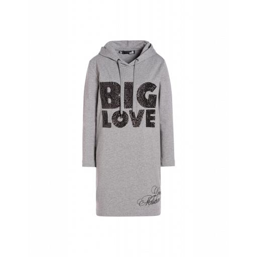 Love Moschino Big Love Fleece Dress Woman Grey Size 38 It - (4 Us)