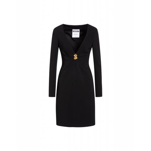 Moschino Dollar Studs Cady Dress Woman Black Size 42 It - (8 Us)