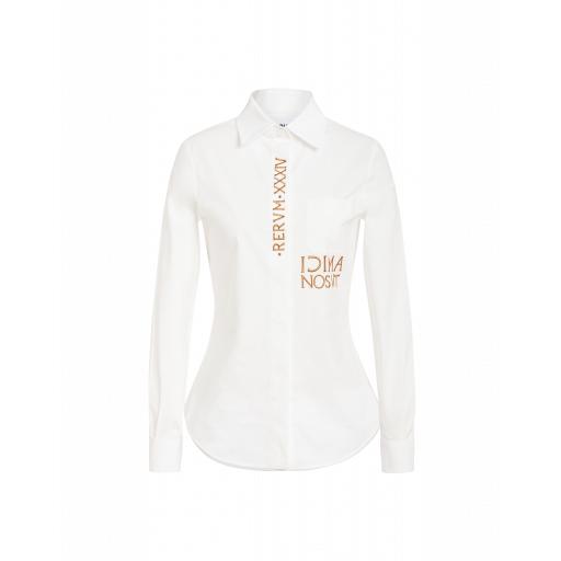 Moschino Roman Embroidery Poplin Shirt Woman White Size 46 It - (12 Us)