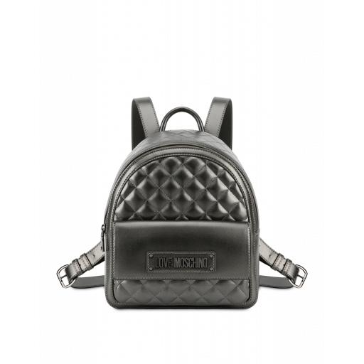 Love Moschino Quilted Backpack With Logo Woman Grey Size U It - (one Size Us)