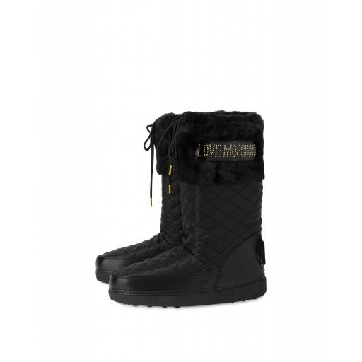 Love Moschino Quilted Snow Boots Woman Black Size 37-38 It - (7-8 Us)
