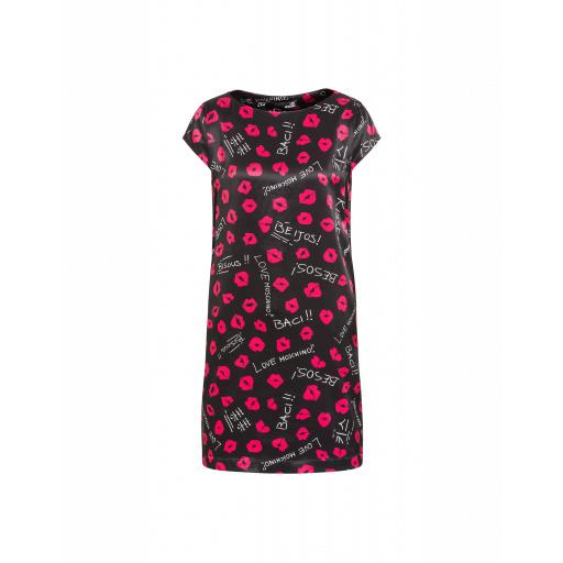 Love Moschino Baci Baci Satin Dress Woman Black Size 38 It - (4 Us)