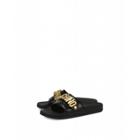 Moschino Pvc Sandal Slide With Lettering Logo Woman Black Size 36 It - (6 Us)