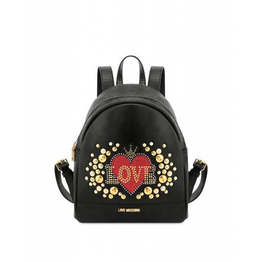 Love Moschino Backpack With Buttons And Rhinestones Woman Black Size U It - (one Size Us)