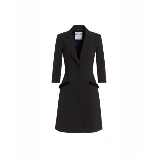 Moschino Crepe Dress With Ruffles Woman Black Size 40 It - (6 Us)