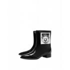 Moschino Teddy Label Rain Boots Woman Black Size 35 It - (5 Us)