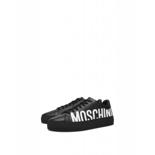 Moschino Leather Sneakers With Logo Man Black Size 42
