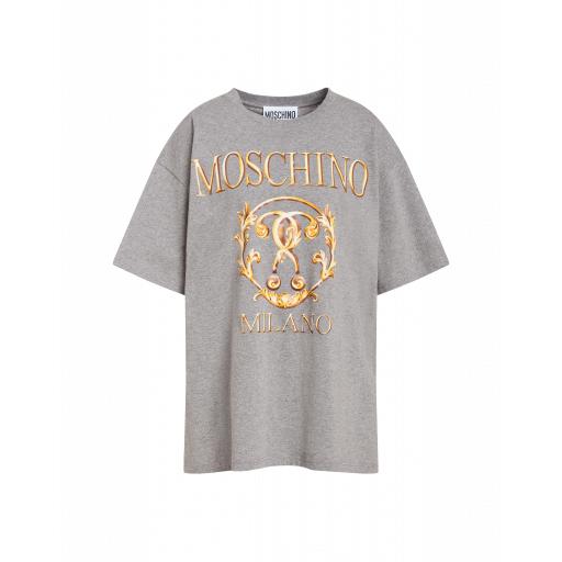 Moschino Roman Double Question Mark Jersey T-shirt Woman Grey Size L It
