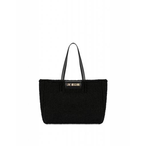 Love Moschino Shopper In Eco-shearling Double Face Woman Black Size Single Size