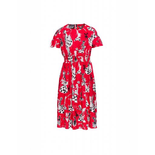 Boutique Moschino Chess Dancers Crpe De Chine Dress Woman Red Size 38 It - (4 Us)