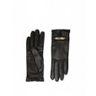 Moschino Leather Gloves With Mini Lettering Logo Woman Black Size 7.0