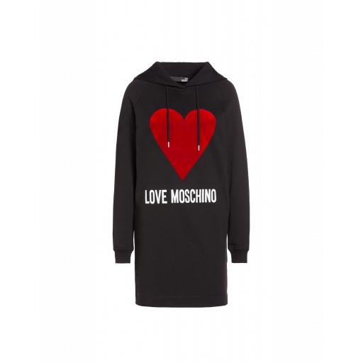 Love Moschino Fleece Dress With Heart And Logo Woman Black Size 38 It - (4 Us)