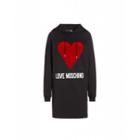 Love Moschino Fleece Dress With Heart And Logo Woman Black Size 38 It - (4 Us)