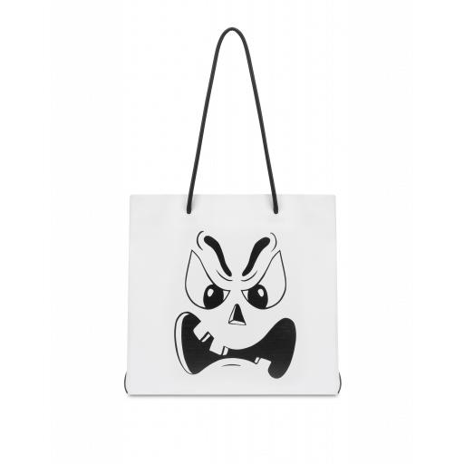 Moschino Pumpkin Face Shopper Woman White Size U It - (one Size Us)