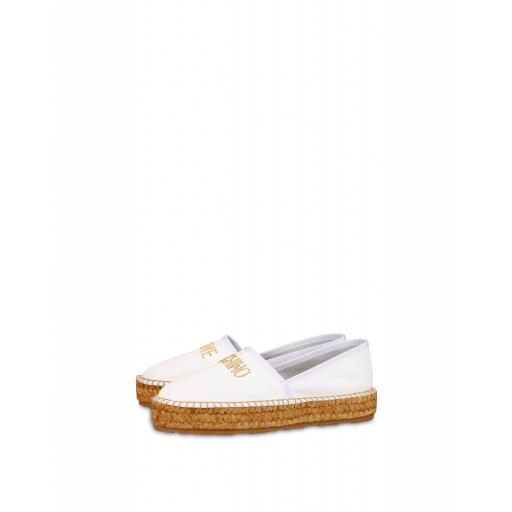 Love Moschino Nappa Leather Espadrilles With Studded Logo Woman White Size 41 It - (11 Us)