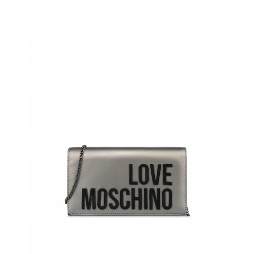 Love Moschino Laminated Evening Bag With Logo Woman Grey Size U It - (one Size Us)