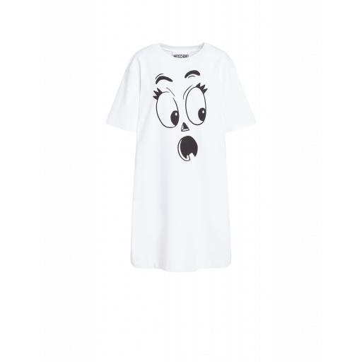 Moschino Pumpkin Face Jersey Dress Woman White Size 38 It - (4 Us)