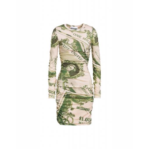 Moschino Watercolor Money Wool Dress Woman Beige Size 38 It - (4 Us)