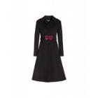 Boutique Moschino Bow Buckle Velour Coat Woman Black Size 40 It - (6 Us)