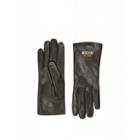 Moschino Leather Gloves With Logo Woman Black Size 7.5