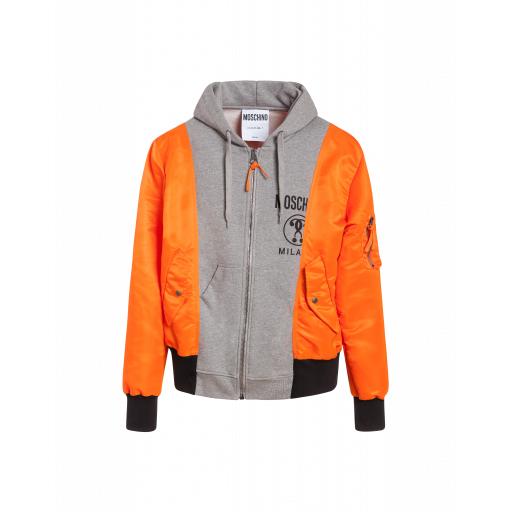 Moschino Cotton And Nylon Bomber Sweatshirt Man Grey Size 44 It - (34 Us)