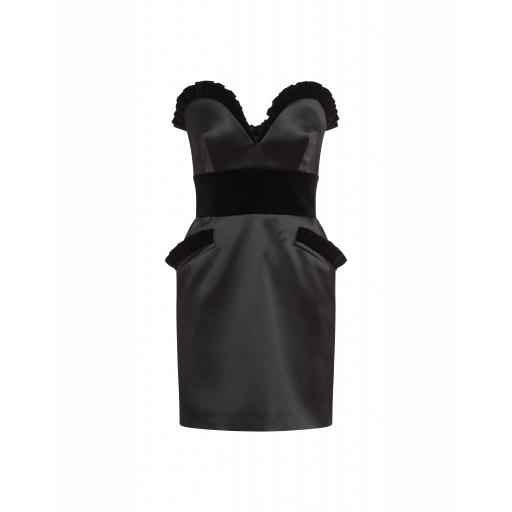 Moschino Enver Satin Bustier Dress Woman Black Size 38 It - (4 Us)