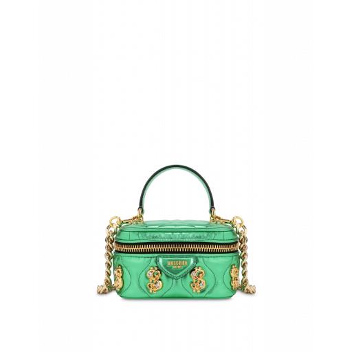 Moschino Dollar Studs Laminated Beauty Bag Woman Green Size U It - (one Size Us)