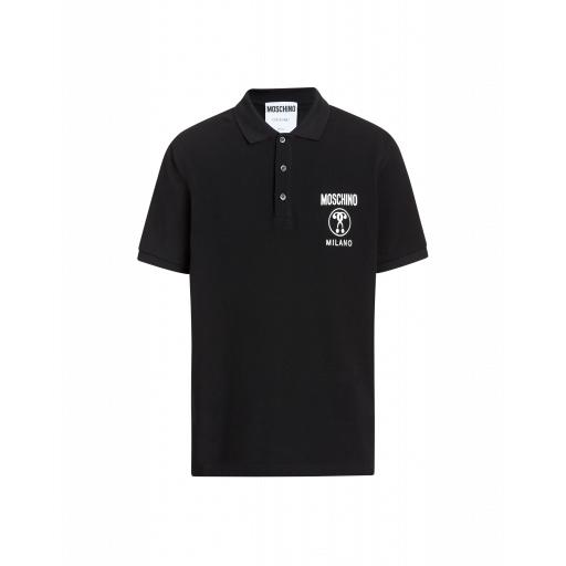 Moschino Double Question Mark Print Polo Man Black Size 44 It - (34 Us)