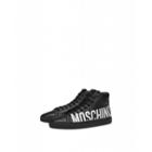 Moschino Leather High Sneakers With Logo Man Black Size 39 It - (6 Us)