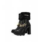 Love Moschino Hearts Chain High Ankle Boots Woman Black Size 37 It - (7 Us)