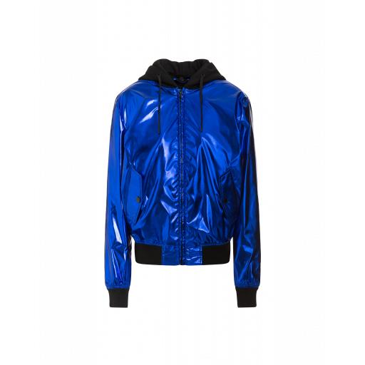 Love Moschino Laminated Canvas Bomber Woman Blue Size 38 It - (4 Us)