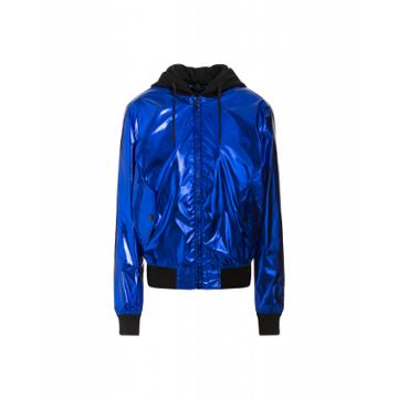 Love Moschino Laminated Canvas Bomber Woman Blue Size 38 It - (4 Us)