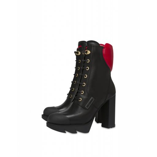 Love Moschino Endless Love Boots With Heart Woman Black Size 40 It - (10 Us)