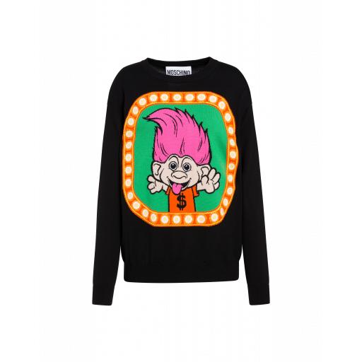 Moschino Trolls Wool Pullover Woman Black Size L It