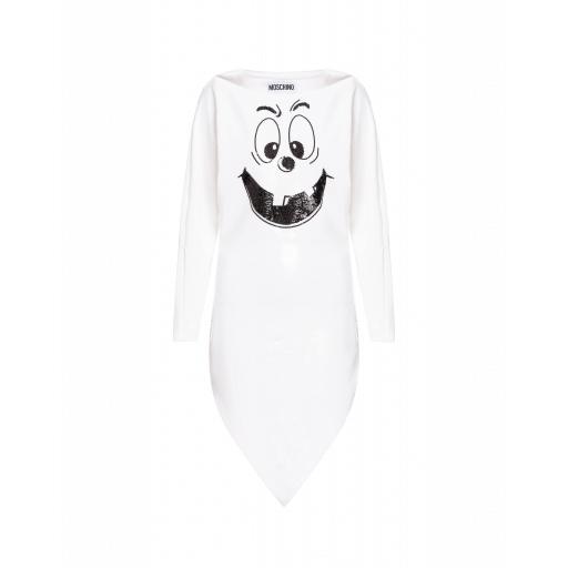 Moschino Pumpkin Face Sequins Dress Woman White Size 42 It - (8 Us)