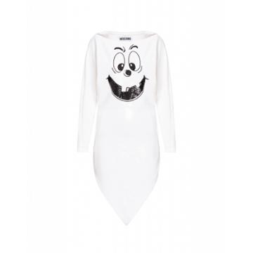 Moschino Pumpkin Face Sequins Dress Woman White Size 42 It - (8 Us)