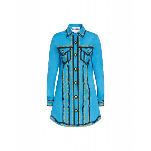 Moschino Poplin Dress Pixel Capsule Woman Blue Size 36 It - (2 Us)